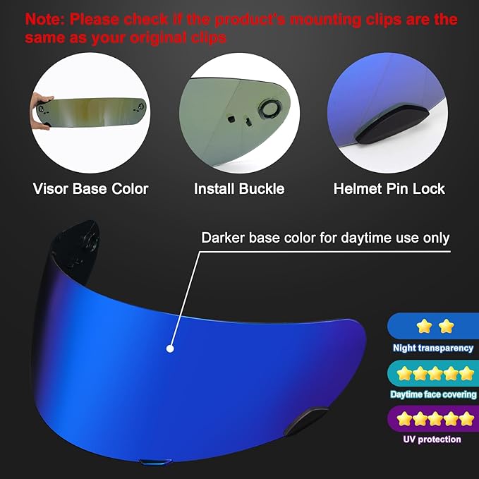 PSLER Qualifier Visor- Qualifier DLX Helmet Visor Motorcycle Face Shield Accessories Replacement for Bell Qualifier/Star/Vortex/RS-1/Revolver,Deep Blue