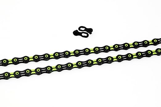 PYC SP1101 11-Speed Bike Chain, 116 Links (116L), Super Lightweight Hollow-Pin Bicycle Chain for Mountain (MTB) & Road Bikes, Compatible with Shimano, SRAM, Campagnolo (DLC Green)