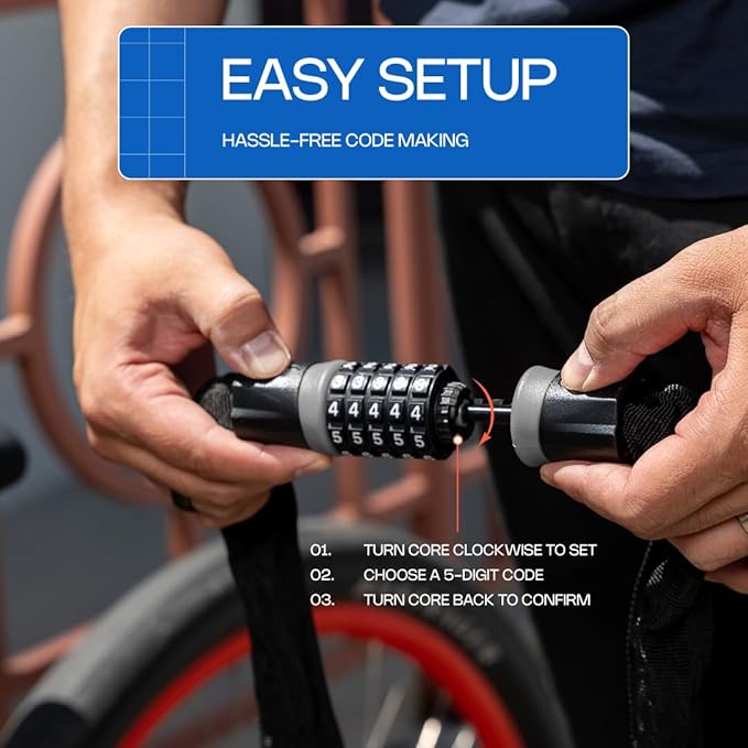 Heavy-Duty Bike Lock – Anti-Theft 5-Digit Combination Bicycle Lock | Weather-Resistant, Cut-Resistant Security Lock for Mountain, Road & Hybrid Bikes by Revas
