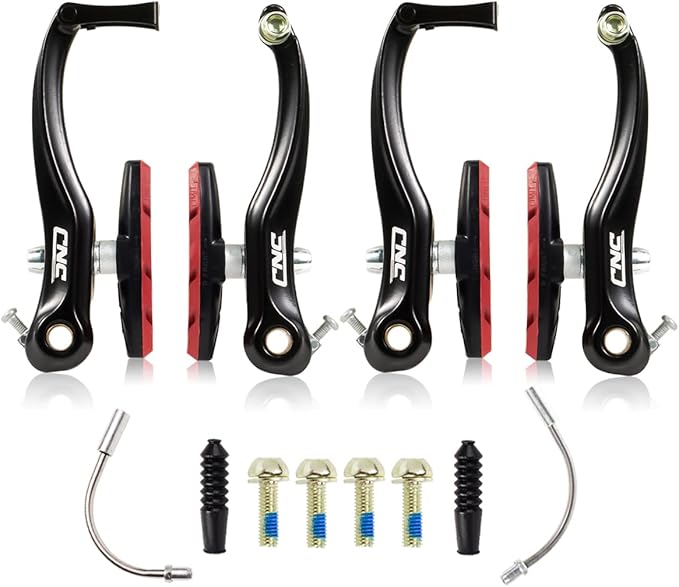 CNC V Brake Set, Bicycle Linear Pull V Brakes for Front/Rear Wheel, Long Arm 110mm, Black …