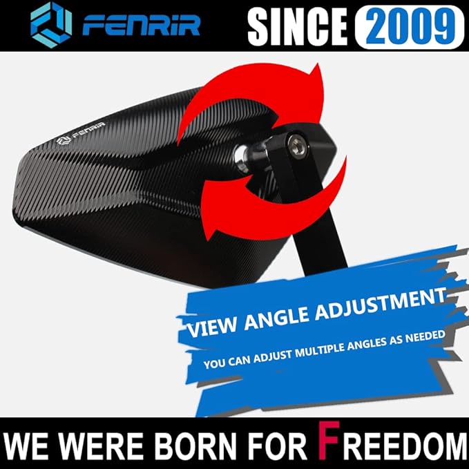 FENRIR Motorcycle Handlebar Bar End Mirror CNC Aluminum Black Cafe Racer Anti-vibration Anti-glare Large field of view universal 7/8" 22MM For Sport Naked Street Bike Cruiser Scooter