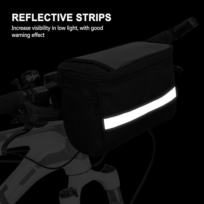Lixada Bike Baskets Bag with Reflective Stripe Bicycle Handlebar Bag Bike Frame Bag Bicycle Bag Bike Front Tube Bag Bike Pannier Bag