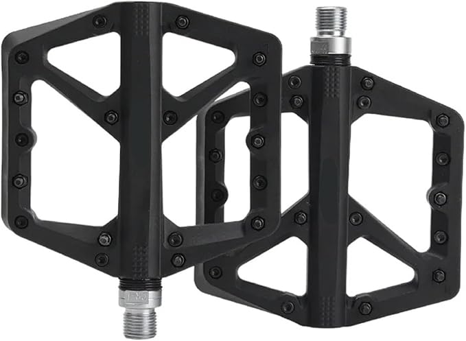 Bicycle Pedals Nylon Footrest Flat Mountain Bike Paddle Grip Pedalen Bearings Footboards Cycling Foot Hold(Black)