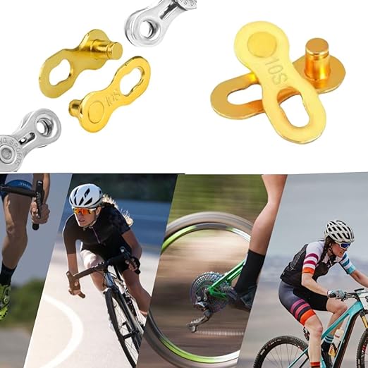Bicycle Chain Master Link Reusable Bike Chain Connecting Link, for 10 Speed, Road Bicycle and Mountain Bike, Metal Bike Master Link, Bicycle Chain Missing Link Connector, 5 Set Pack Gold