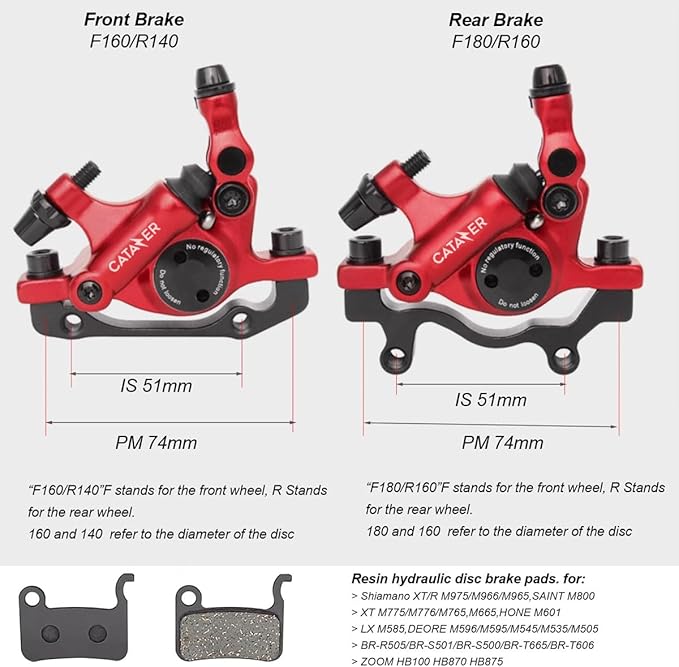 MTB Road XTECH HB-100 MTB Road Line Pulling Hydraulic Disc Brake Calipers Front & Rear Mountain Bike Disc Brake E-Bike Disc Brake Set