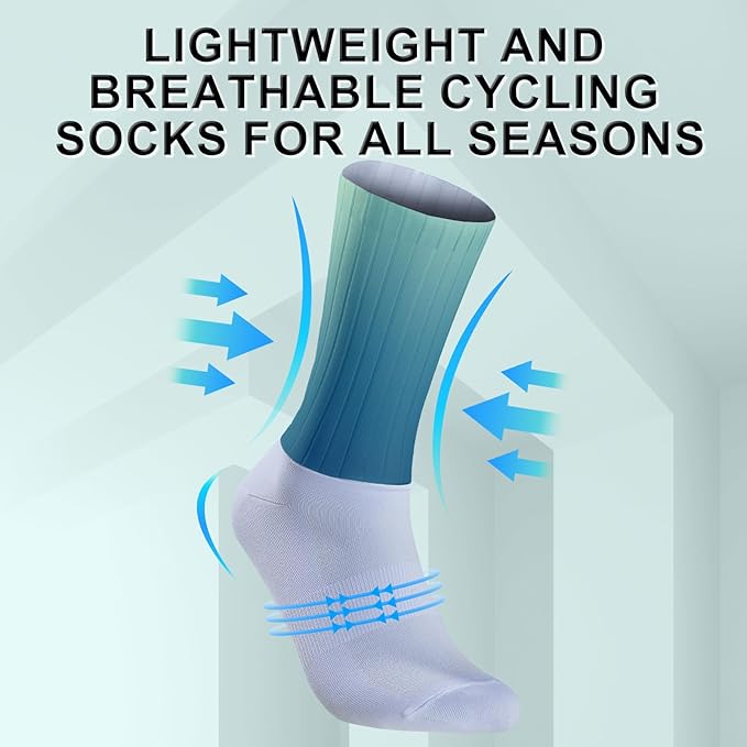Cycling Socks Athletic Crew Socks Breathable Cushioned Compression Running Hiking Socks For Mens Womens