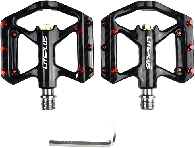 Ultralight Carbon Fiber Road Bicycles Pedals – 181g/pair, 99mm Wide Platform for Titanium Sealed Bearings & 10 Aluminum Anti-Slip Nails, Compatible for Road/Mountain/Folding Bikes