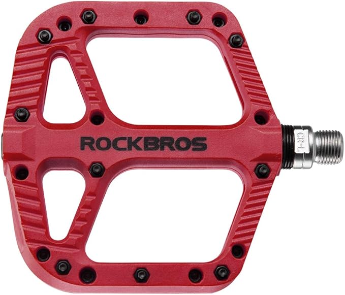 Rock BROS Mountain Bike Pedals Nylon Composite Bearing 9/16" MTB Bicycle Pedals with Wide Flat Platform