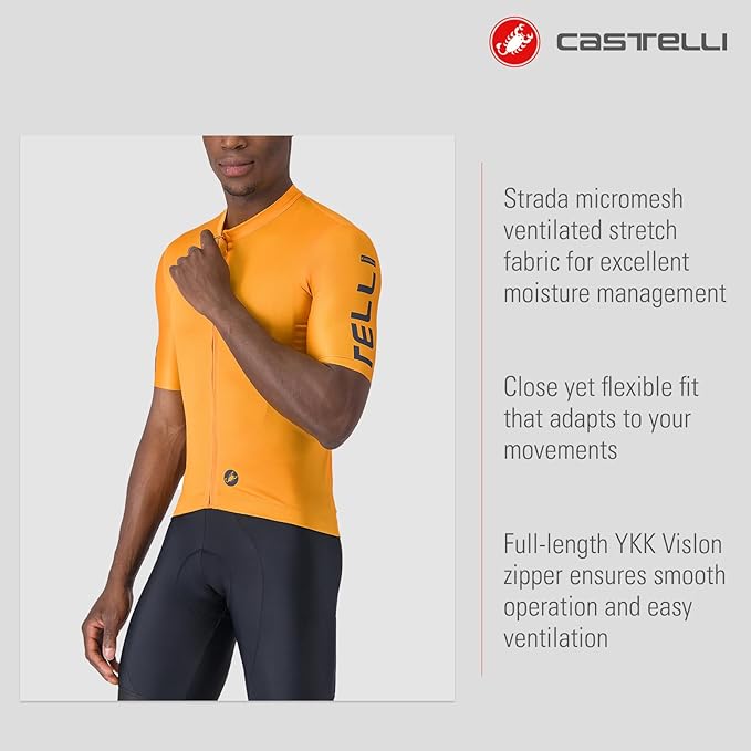 CASTELLI Men’s Entrata Apex Jersey, Breathable, Moisture-Wicking Cycling Jersey with Pockets for Everyday Road Performance