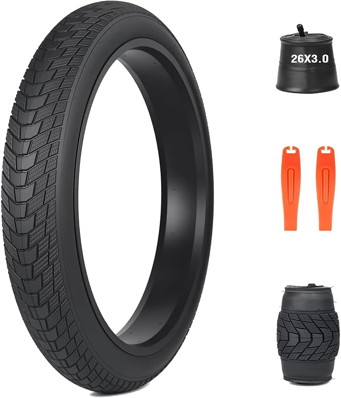MEGHNA Fat Bike Tire 16/20/24/26 inch Electric Bike Tire Fat Tire 16/20/24/26 x 3.0 inch Heavy Duty Knobby Anti-Slip Foldable Replacement All Terrain Tire for E-Bike Snow Bike Fat Bike