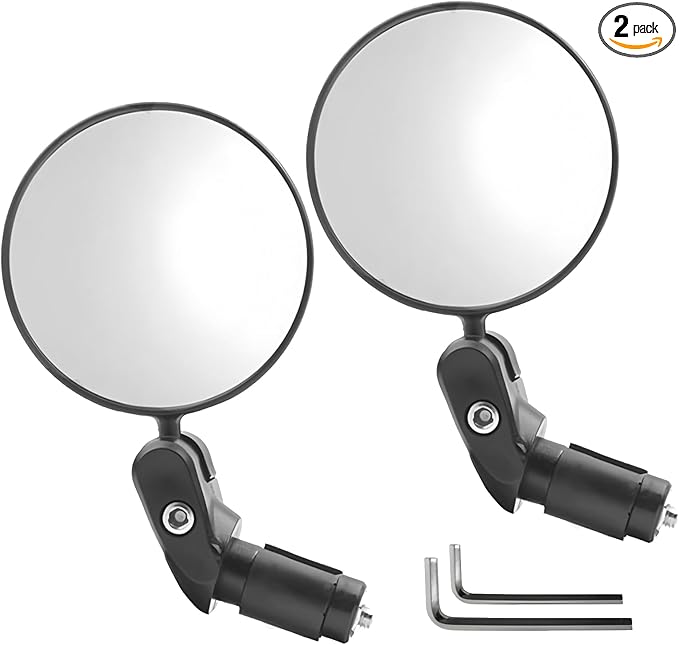 Bike Rear View Mirror for Handlebar End, 1 Pair 360° Adjustable HD Convex Glass Lens, Universal Fit for 18-22mm Inner Diameter, Easy Install, Suitable for Road, Mountain, and E-Bikes