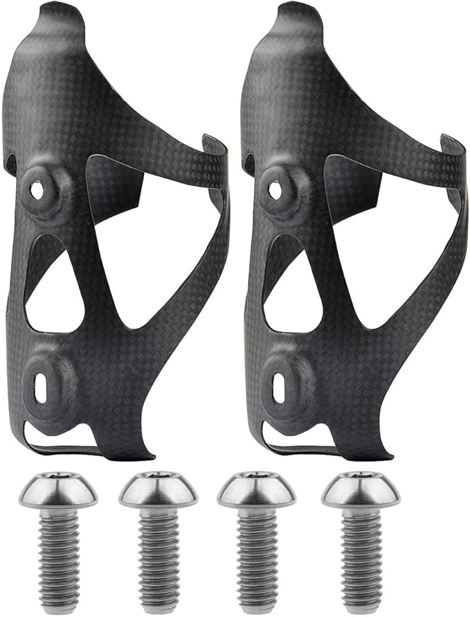 Full Carbon Fiber Bicycle Water Bottle Cages Holder Brackets with Titanium Bolts Pack of 2 (Matt)