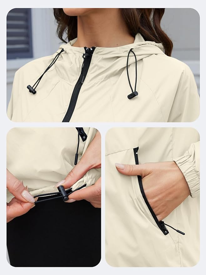 Packable Rain Jacket Women Waterproof Lightweight Jacket With Hood Womens Windbreaker Jacket S-XXL