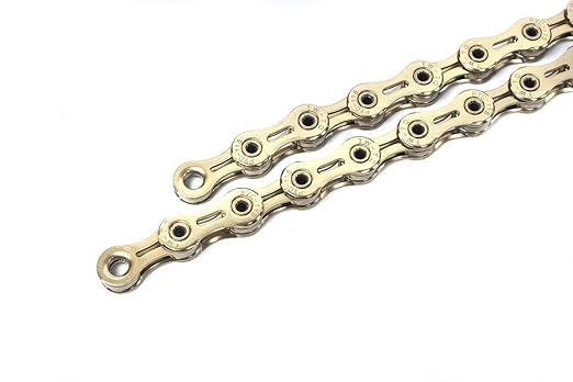 PYC SP1101 11-Speed Bike Chain, 116 Links (116L), Super Lightweight Hollow-Pin Bicycle Chain for Mountain (MTB) & Road Bikes, Compatible with Shimano, SRAM, Campagnolo (DLC Gold)