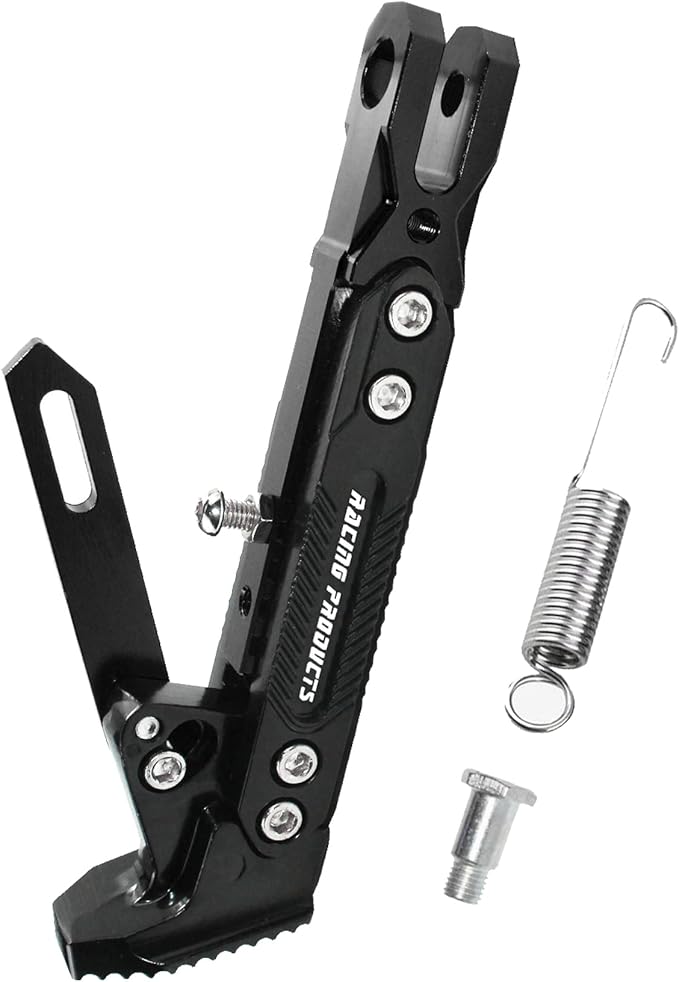 Motorcycle CNC Kickstand Adjust Tripod Holder Universal Aluminum Motor Scooter Modified Foot Side Stand Motorcycle Accessories (Black)