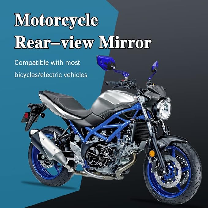 ASUBHA 2PCS Motorcycle Mirrors, Motorcycle Mirrors for Handlebar, Convex Handlebar Rear View Side Mirror with M8 M10 Bolt, Wide Angle Rear View Mirror Car Accessories for Scooter ATV UTV Dirt Bike