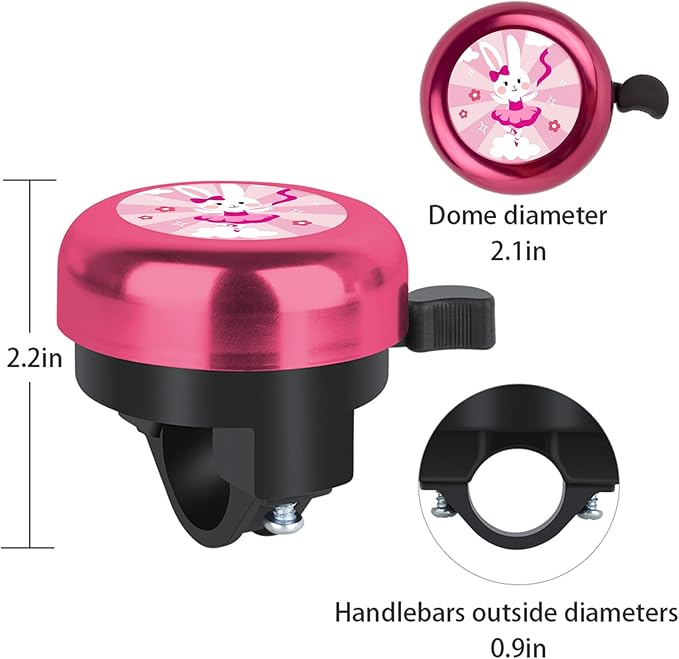 MZELQ Bicycle Bell Cute Clear Sound Adjustable Size Aluminum Bike Accessories Bell Ring for Girls Women Kids Adults