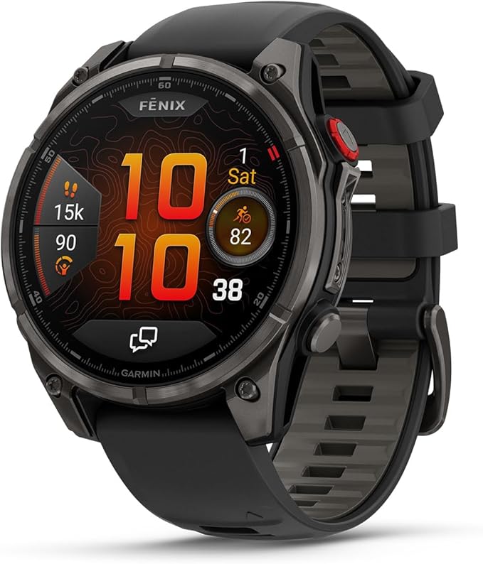 PlayBetter Garmin Fenix 8 Pro AMOLED Sapphire (47mm, Carbon Gray DLC Titanium) Multisport GPS Smartwatch Bundle - 1.4” Touchscreen, inReach Technology Wireless Running Earbuds