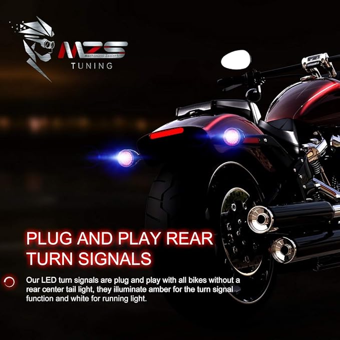MZS 1157 LED Bulb Motorcycle Turn Signals Running Light Kit, Upgraded LED Beads 2" Bullet Style with Dual Color Front or Rear Compatible For Most Family Motorcycles (48White+48Amber)-Pack of 2