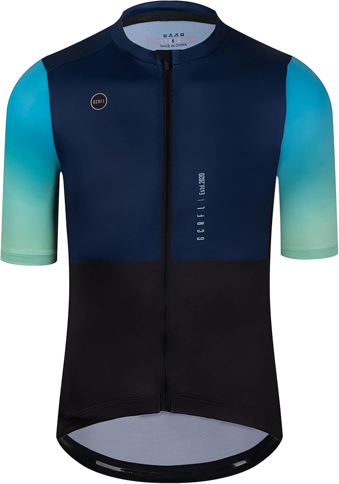 GCRFL Cycling Jersey Men Shorts Sleeves Road Bike Jersey Bicycle Tops Shirt, Zipper Pocket UPF 50+ Lightweight PRO Race Fit