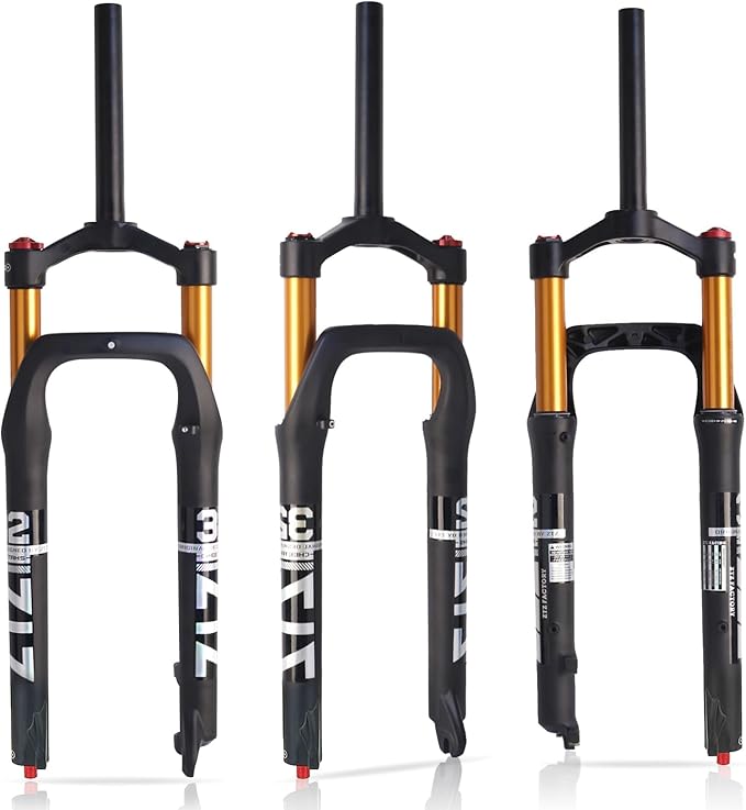 ZTZ 26 * 4.0 inch Fat Tire MTB Air Suspension Fork - Ultralight Rebound Adjustment Front Fork,120mm Travel, 135mm Spacing Hub，9mm QR，Crown Lockout， Ideal for Snow Beach XC Mountain Bikes