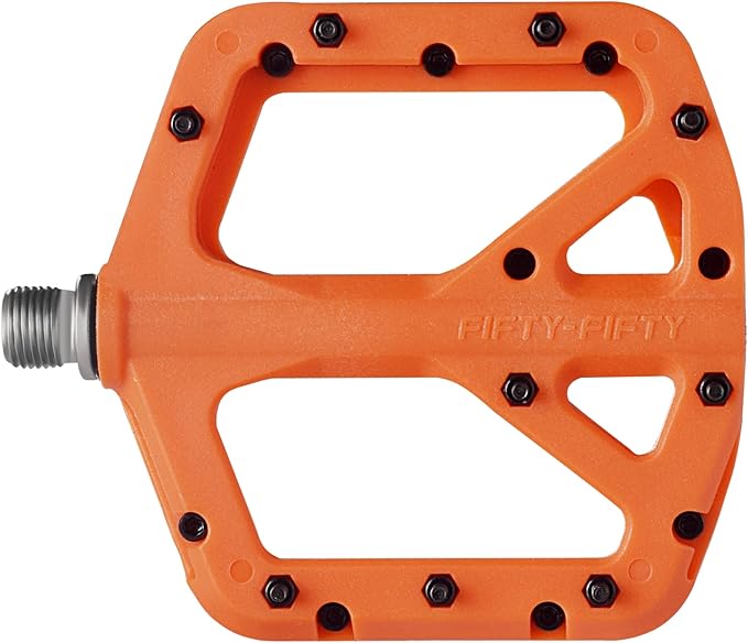 FIFTY-FIFTY Mountain Bike Pedals, Non-Slip MTB Nylon Composite, 9/16" Bicycle Pedals, Lightweight and Wide Flat Platform