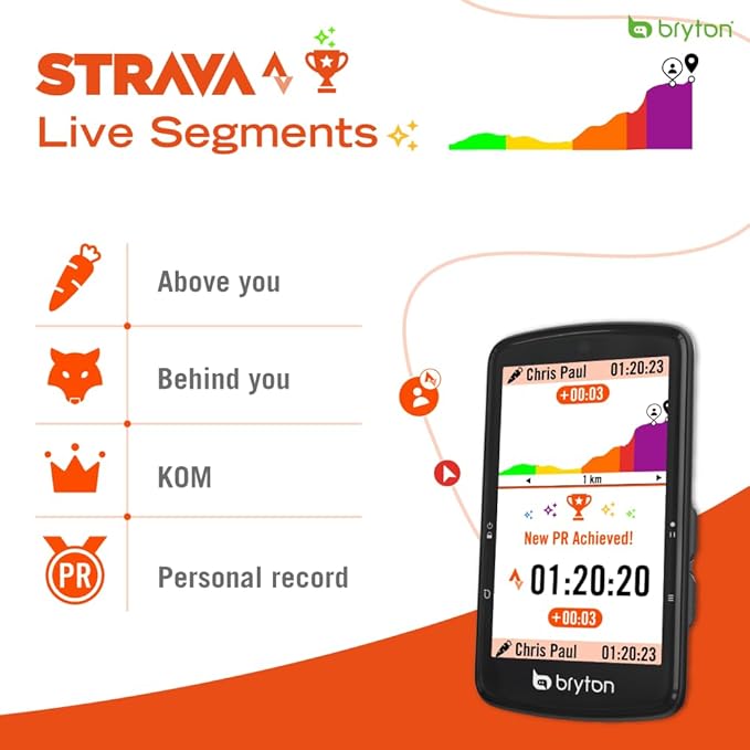 Bryton Rider S810 Sensor Bundle 3.5 Inch Color Touchscreen GPS Bike/Cycling Computer, 50H Battery Life, Offline Maps & Navigation, Advanced Climb Challenge 2.0, Live Tracking