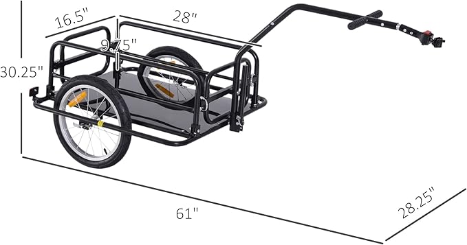 Bike Cargo Trailer, Bicycle Trailer, 88 lbs Load Capacity, Heavy-Duty Bicycle Wagon Cart w/16 Wheels, Foldable Compact Storage with Universal Hitch