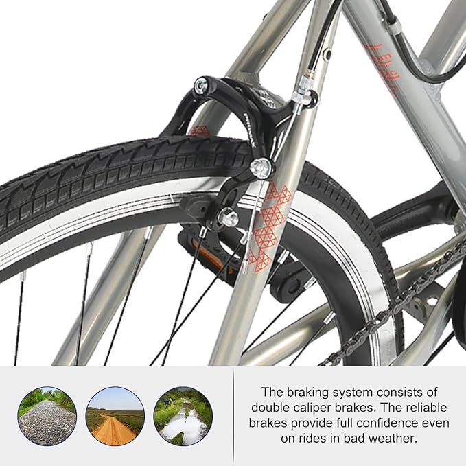 Hiland 700C Wheels Hybrid Bike for Mens and Womens, Step-Over or Step-Through Frame, Urban Commuter Bike, 7 Speeds Road Bicycle for Adult