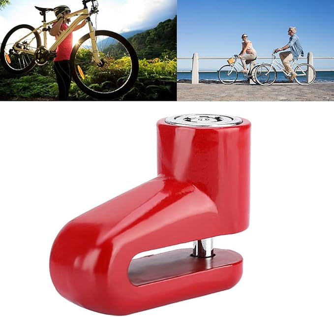 Heavy Duty Motorcycle Disc Lock, AntiTheft Pin Brake Wheel Security Lock with Alarm, Durable Bike Protection for Motorcycles & Scooters, Loud 110dB Alarm for Theft (Red)