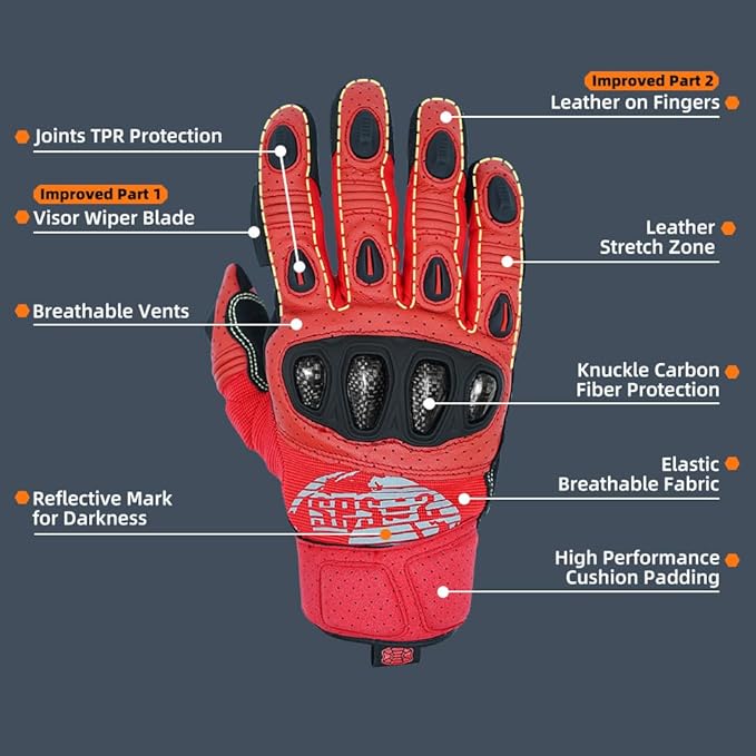 Seibertron SPS Series Touchscreen Motorcycle Motocross BMX ATV MTB Bicycle Cycling Full or Half Finger Gloves Adult and Youth