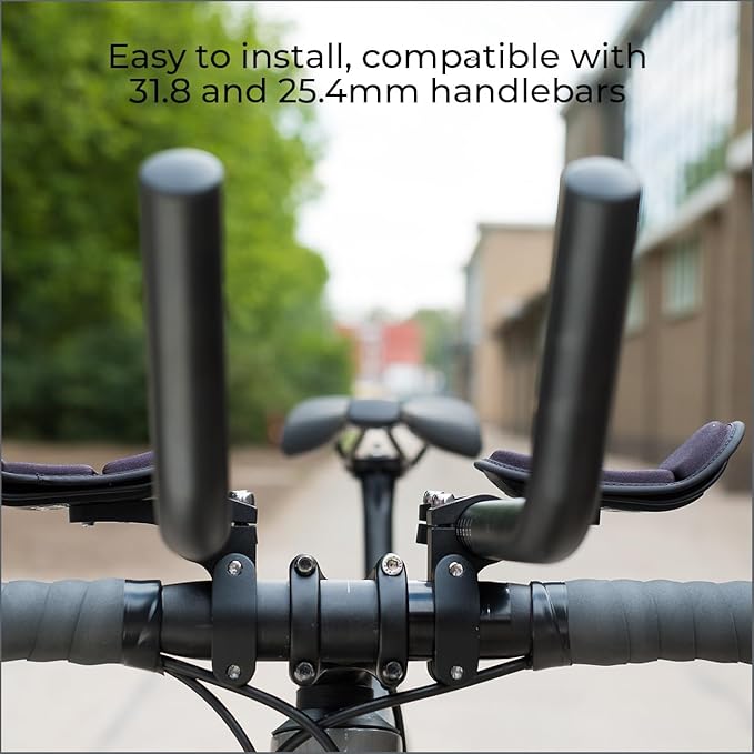 BBB Cycling Aero Bars Aluminium Two-Piece Tri Bars for Road Bike Aerodynamic J-Bend AeroMax BHB-60,Black