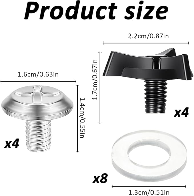 8Pcs Black Dirt Bike Helmet Visor Screws, Corrosion Resistant Replacement Hardware Kit with Rubber Washers, for Dirt Bike Helmet Visor Fixing, Essential Motorcycle Accessories