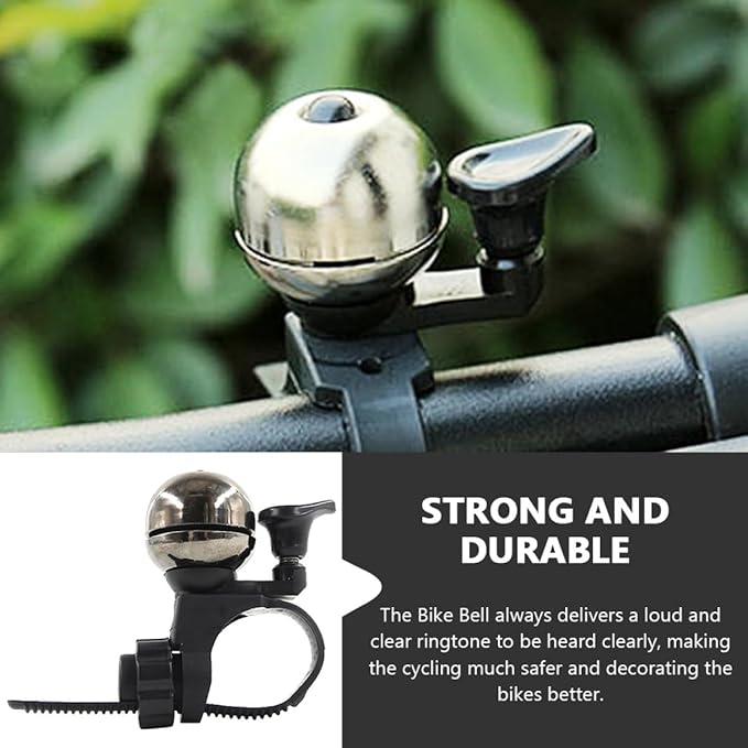 IMIKEYA Vintage Bike Bell and Scooter, Silver Removable Handlebar Ring Bell, Loud Crisp Sound Bicycle Accessory for Mountain and Road Bikes