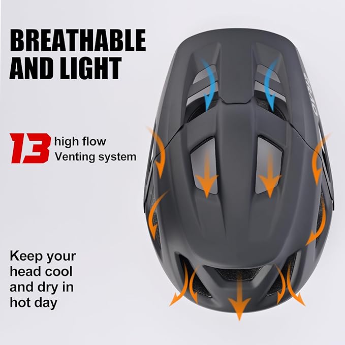 Bike Helmets for Men and Women, Mountain Bike Helmet with Extended Visor Helmets for Adults Adjustable & Comfortable Bicycle Helmet Road Bike Helmet 55-61cm