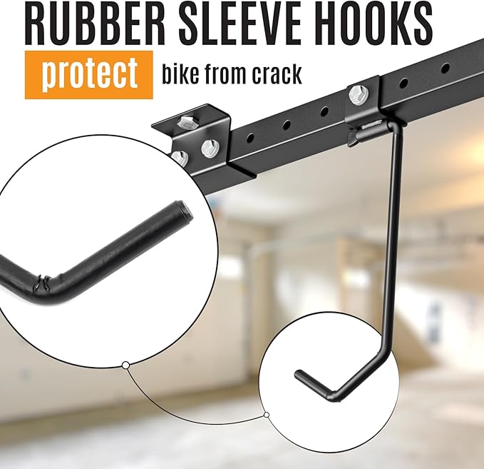 Adjustable Ceiling Mounted Bike Rack for Garage, Hold 4-8 Bikes, Hanger for Space-Saving Storage - adjustable ceiling hooks, nice Bicycle stand.