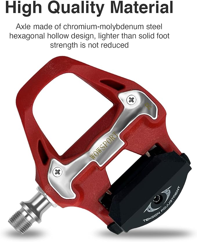 WOWSPORT SPD-SL Road Bike Pedals - Lightweight Clipless Pedals with 3-Bolt Cleats, Sealed Bearings & Nylon Composite | Shimano SPD SL Compatible