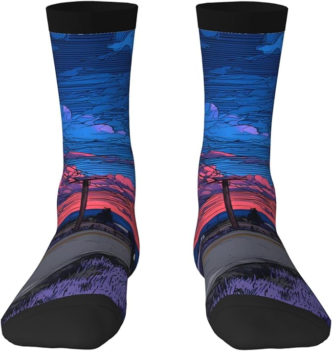 (Cycling on the road) Mid Calf Socks Breathable Adult Unisex Socks Casual Daily Wear for Women Men