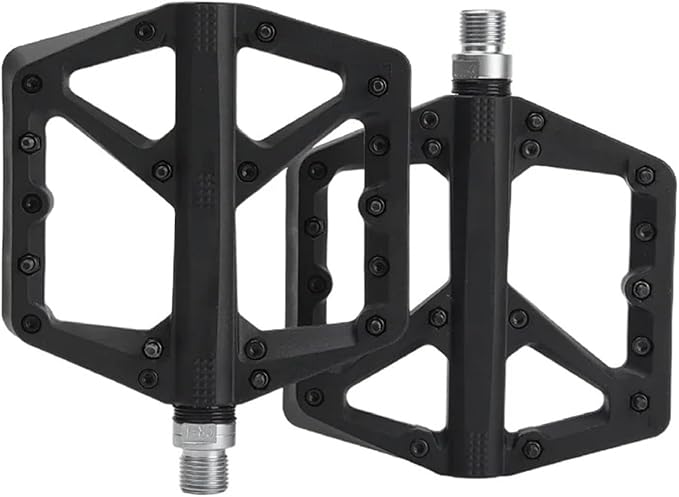 Bicycle Pedals Nylon Platform Footrest Flat Mountain Bike Paddle Grip Pedalen Bearings Footboards(Black)