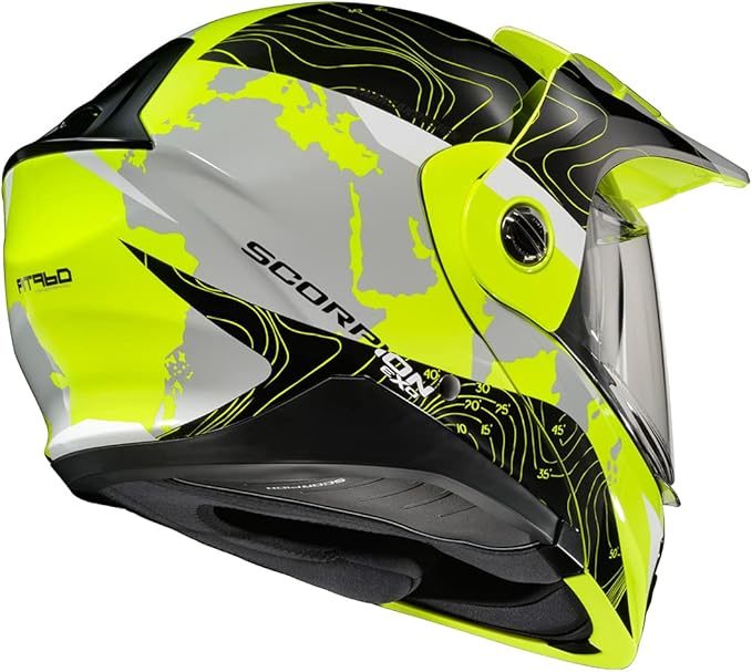 ScorpionEXO AT960 Modular Adventure Street Motorcycle Helmet with Bluetooth Ready Speaker Pockets DOT ECE Approved Topographic (Black - Large)
