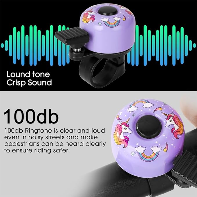 Kid Bike Bell - Bicycle Bell for Kids Boys Girls Adults | 120db Classic Mini Loud Bike Ring - Cool Bike Bell Design with Crisp Clear Sound for MTB,BMX,City Bike,Scooter -Kid Bike Accessories