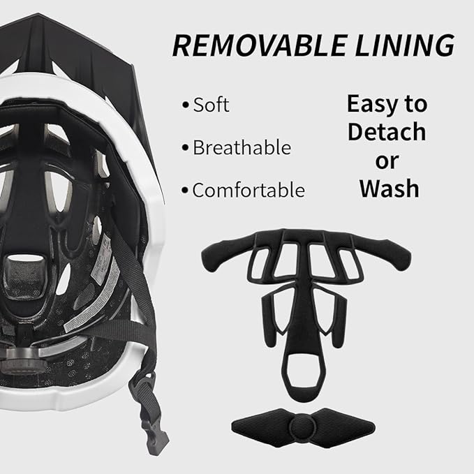 Bike Helmet for Adults, Lightweight Mountain Bicycle Helmet with USB Rechargeable LED Rear Light, Removable Sun Visor for Women, Men, Suitable for Cycling and Commuting