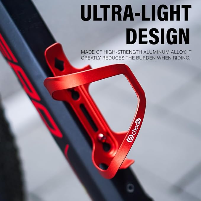 Chooee Bike Water Bottle Holder Aluminum, Bicycle Water Bottle Cage for Road Bikes Mountain Bikes Red 2-Pack