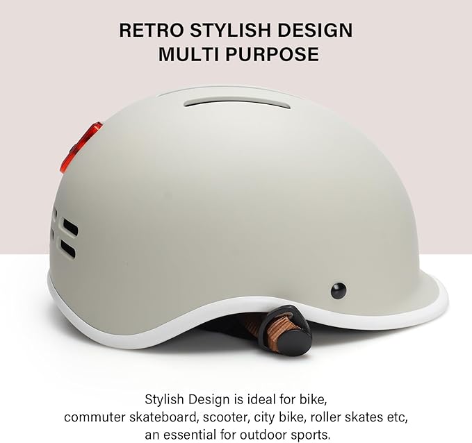 Exclusky Bike Helmet for Adults,Adjustable Cycling Helmet for Men & Women Safety Certified Bicycle Helmet for Commuting, Road Biking, Skating with USB Rechargeable Rear Light