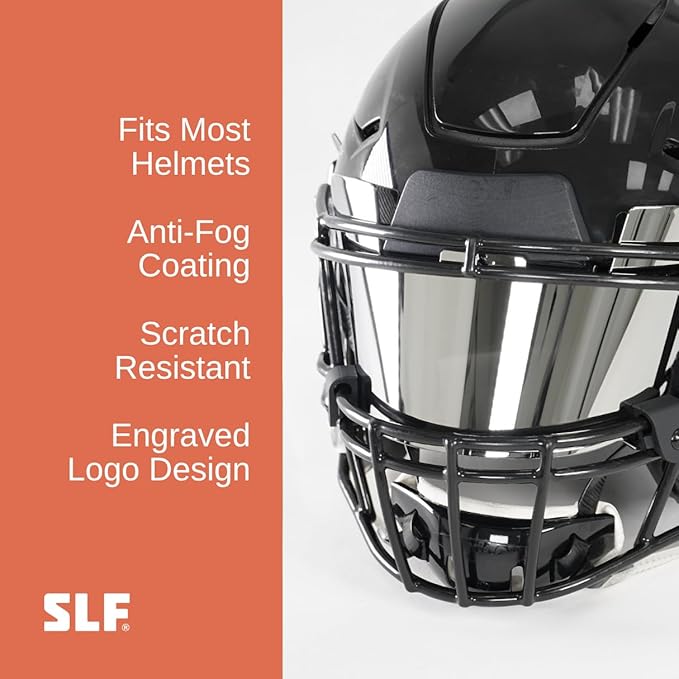 SLEEFS Clear Football Visor for Helmet - Professional Football Visor - Face & Eye Shield - Fits Youth & Adult Helmets - Includes Quick Visor Clips for Easy Installation