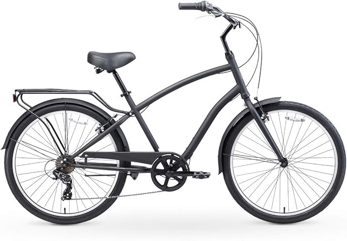 sixthreezero EVRYjourney Men's Steel Beach Cruiser Bike, Hybrid Bicycle with Rear Rack and Fenders, 26-Inch Wheels, Multiple Speed Options and Color Options