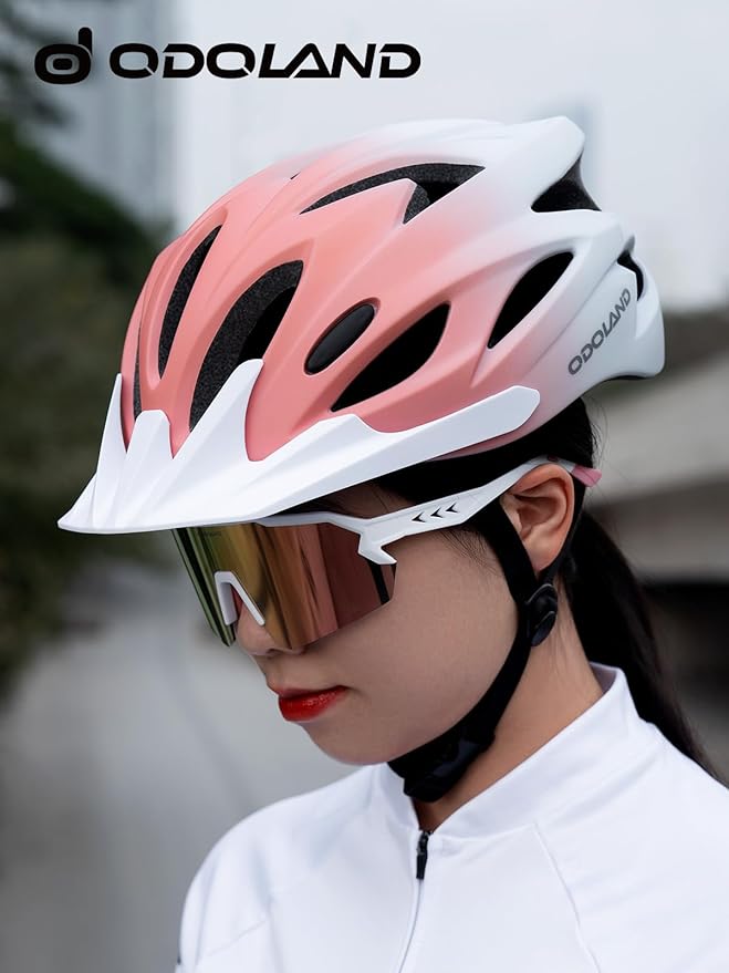Odoland Adult Bike Helmet and Cycling Sunglasses Set for Men & Women, Safety Certified Bicycle Helmet with UV Protection Glasses for Mountain, Skating, Road, City Commuting & Outdoor Riding