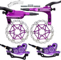 JFOYH 4-Piston MTB Hydraulic Brake Set with 160mm Floating Disc Rotors, Front and Rear Hydraulic Disc Brake Kit for MTB(Pre-Bled, Included Original Pads)