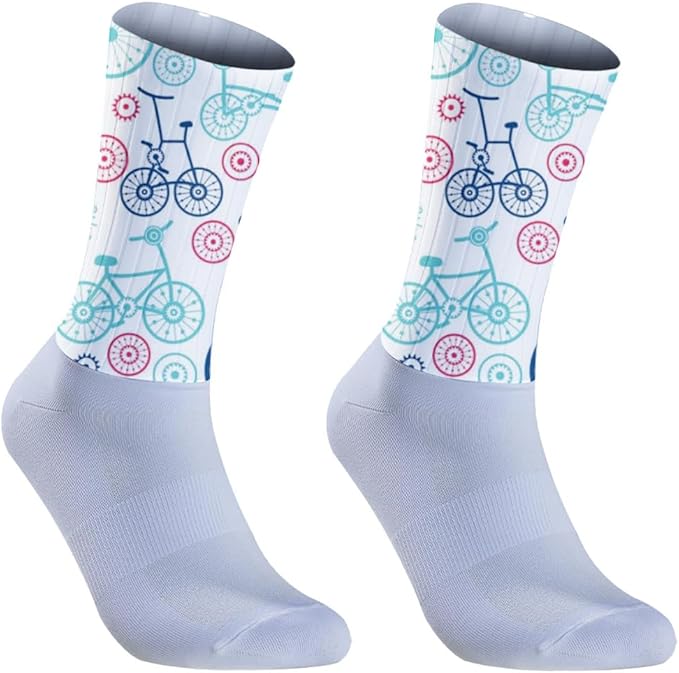 Cycling Socks Athletic Crew Socks Breathable Cushioned Compression Running Hiking Socks For Mens Womens