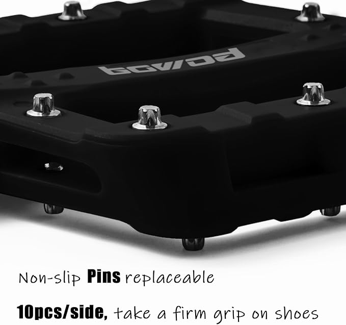 Flat MTB Bicycle Pedals Mountain Bike Colored Pedals, Glass-Fiber Nylon Composite Platform Pedal w 9/16" Sealed Cr-Mo Spindle, BMX Gravel Road Bike Pedals Clipless for Adult Women Youth Bikes